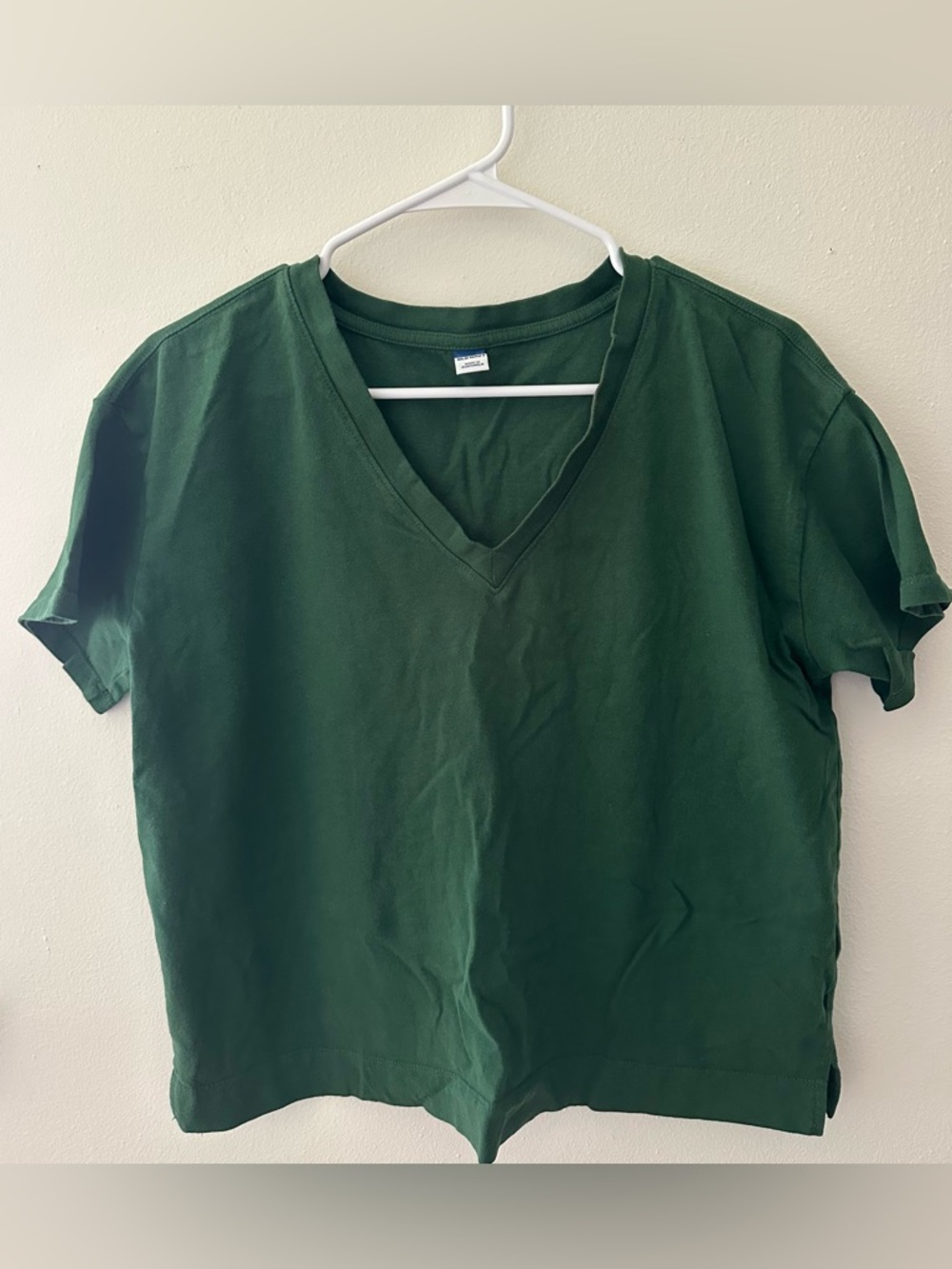 Vintage Old Navy Women's Deep Green V-Neck Short Sleeve Tee